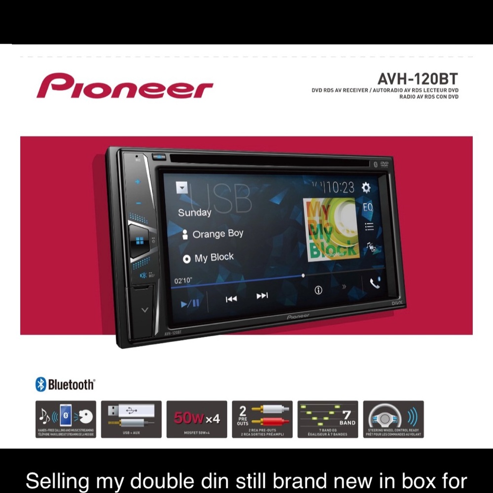 Pioneer double din radio Bluetooth